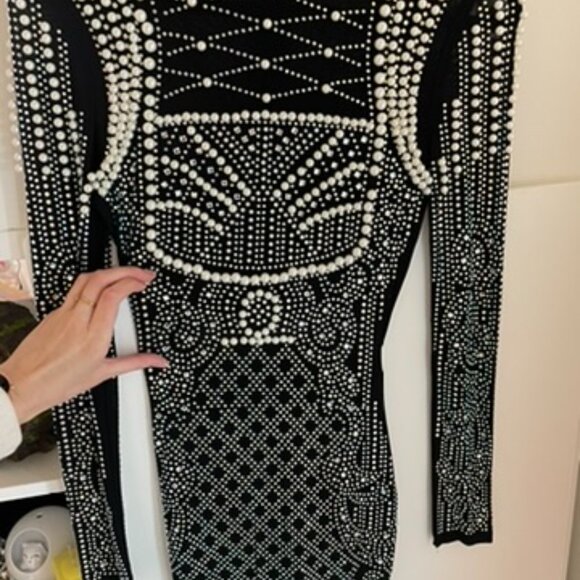 Fashion Nova Luxe Pearl Mesh Dress size small - Picture 6 of 7